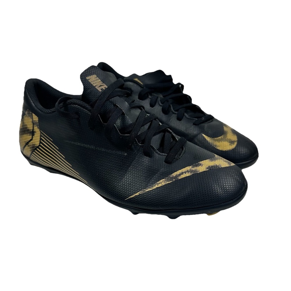 Nike Vapor 12 Club FG/MG Soccer Cleats Black Gold Men's Size 7 AH7378-077